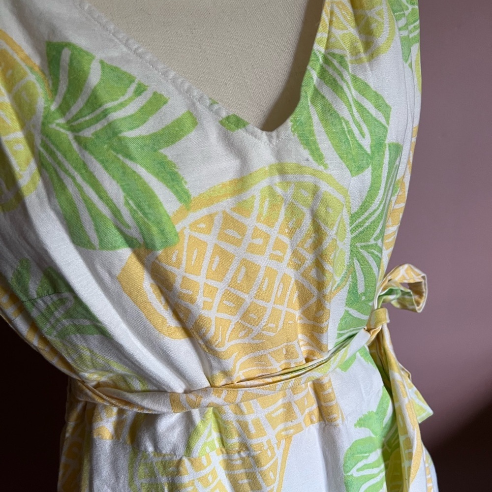 Sigrid Olsen Linen Pineapple Faux Wrap Dress Size… - image 2